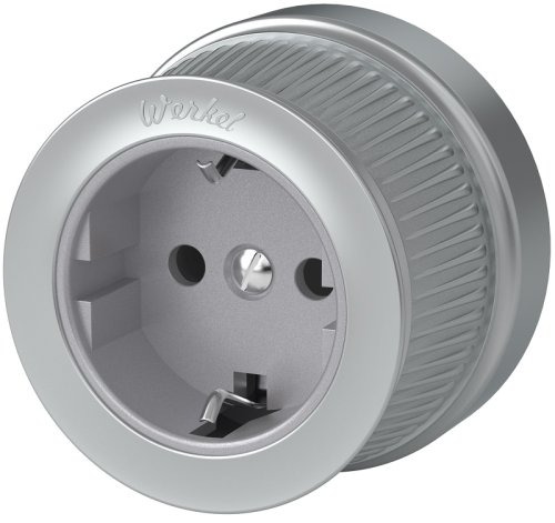 Розетка-ретро с заземлением металл Werkel Retro 1-м. шторки хром матовый фото Розетка-ретро с заземлением металл Werkel Retro 1-м. шторки хром матовый картинка